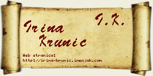 Irina Krunić vizit kartica